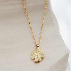 Collier doré trèfle rotatif Acier