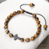 Bracelet oeil de tigre croix noire