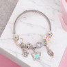 Bracelet argenté charms papillon coloré