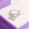 Bague ajustable argentée coeurs