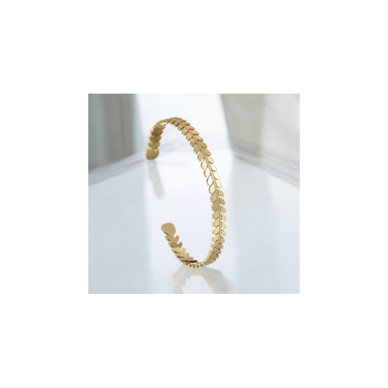 Bracelet jonc ajustable doré épis Acier