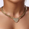 Collier mailles dorées coeur strass