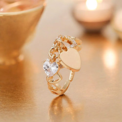 Bague ajustable dorée coeurs