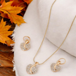 Parure dorée cœurs pleins strass 2 pièces