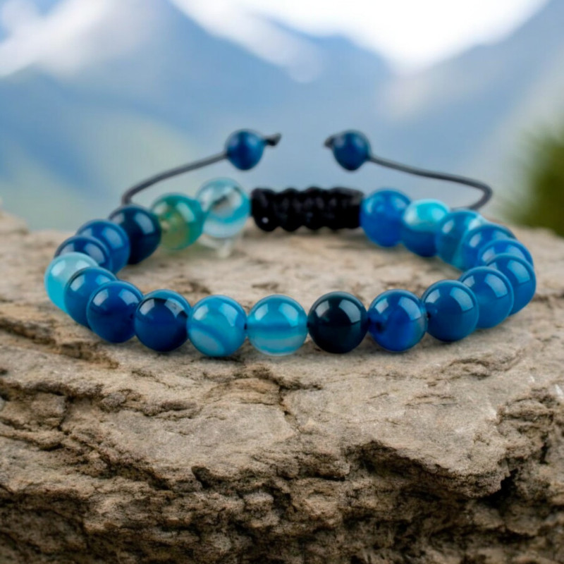 Bracelet coulissant pierres naturelles bleues