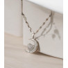 Collier argenté lune et coeur Acier