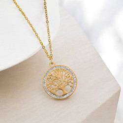 Collier arbre de vie doré Acier