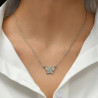 Collier papillon argenté