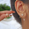 Clous d'oreilles dorés fleurs multirang zircon