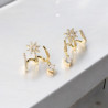 Clous d'oreilles dorés fleurs multirang zircon