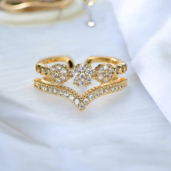 Bague ajustable dorée couronne zircon Plaqué or