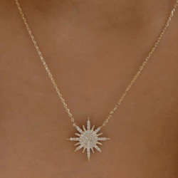 Collier soleil rayonnant strass doré