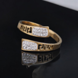 Bague dorée ajustable ajourée strass blanc Plaqué