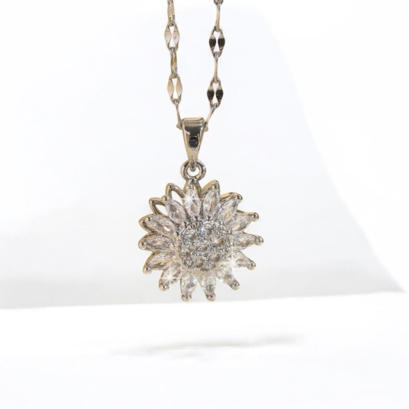 Collier argenté tournesol Acier