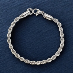 Bracelet argenté torsadé 4mm Acier