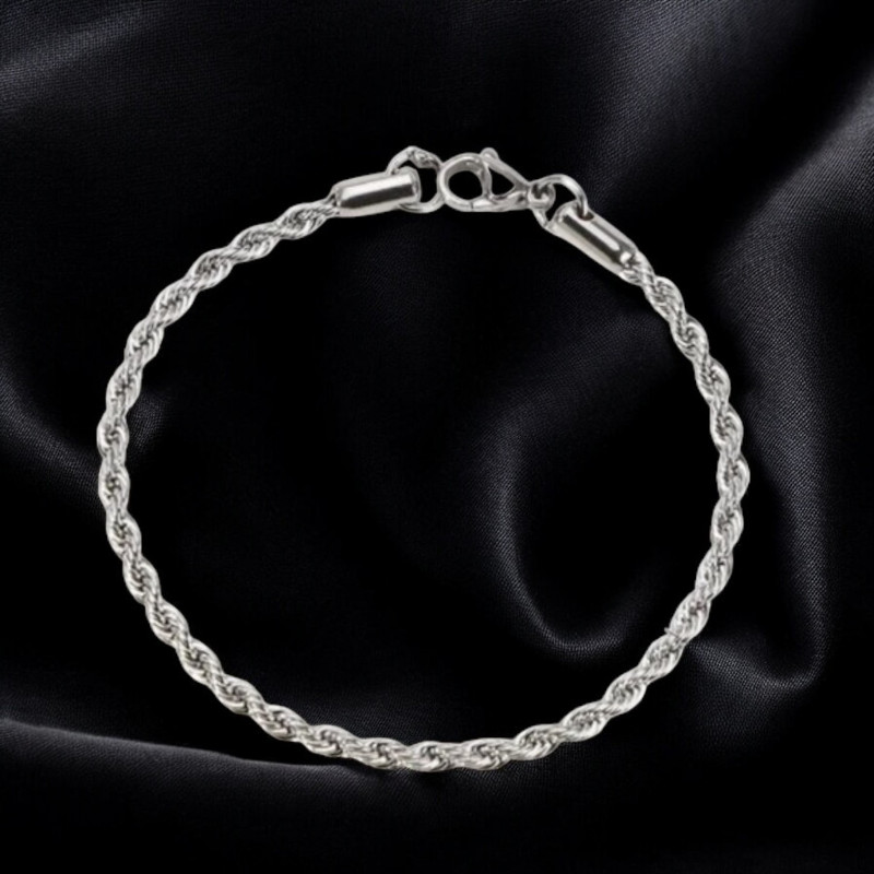 Bracelet argenté torsadé 3mm Acier