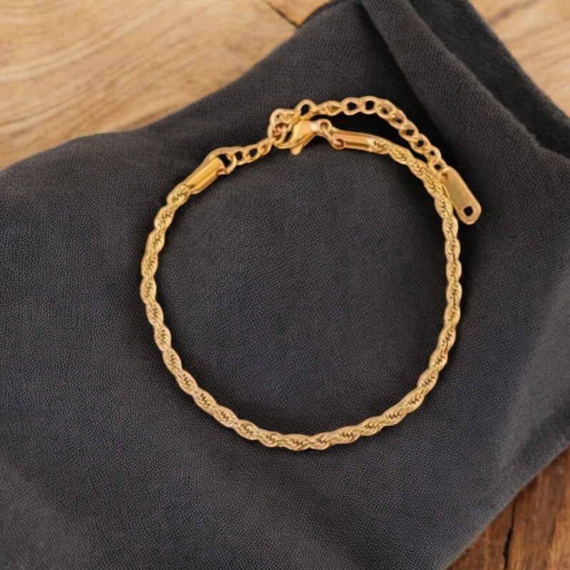 Bracelet doré torsadé Acier