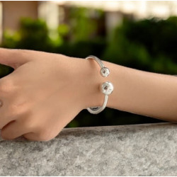 Bracelet jonc ajustable argenté Acier