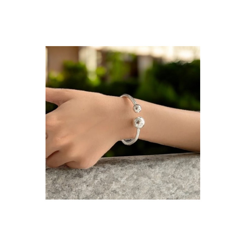 Bracelet jonc ajustable argenté Acier