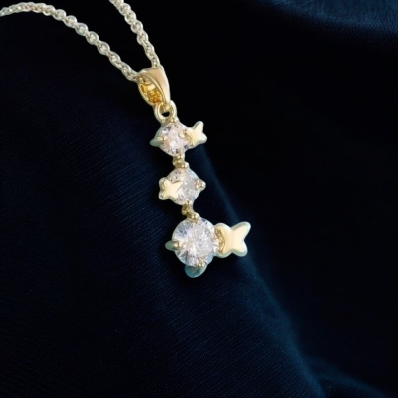 Collier doré strass et papillon Plaqué or