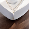 Collier doré double strass Acier