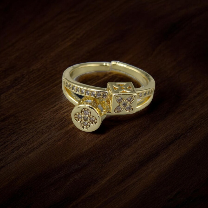 Bague ajustable dorée lucky Plaqué or
