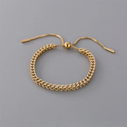 Bracelet mailles dorées noeud coulissant Plaqué or