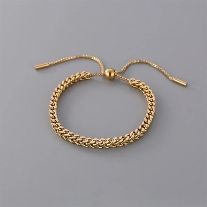 Bracelet mailles dorées noeud coulissant Plaqué or