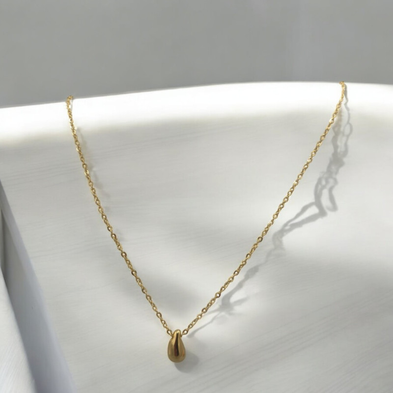 Collier doré goutte Acier