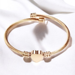 Bracelet jonc coeur doré Acier