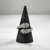 Bague ajustable argenté serpent vert Plaqué or blanc