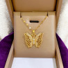 Collier doré grand papillon strass Acier