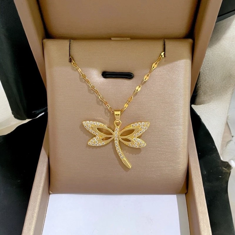 Collier doré libellule Plaqué or