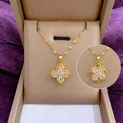 Collier doré fleur rotative Acier