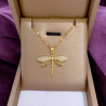 Collier doré libellule zircon Plaqué or