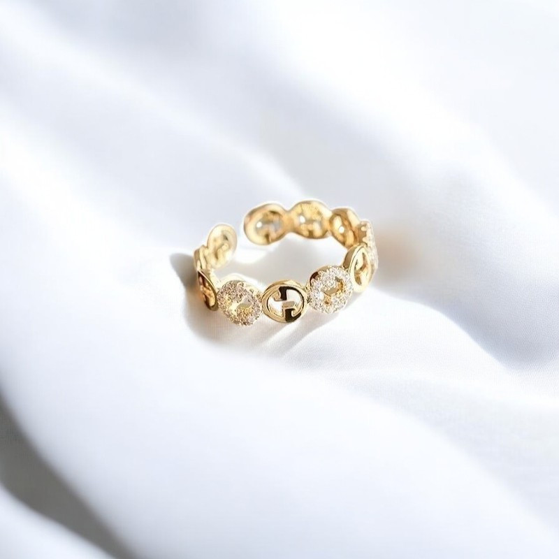 Bague ajustable dorée design plaqué or